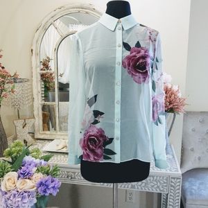 🍒NWT🍒 TED BAKER MINT FLORAL BLOUSE